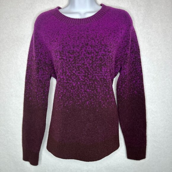 Athleta Hawthorn Textured Crew Sweater Merino Wool Ombre Purple - Size Small - Picture 4 of 15